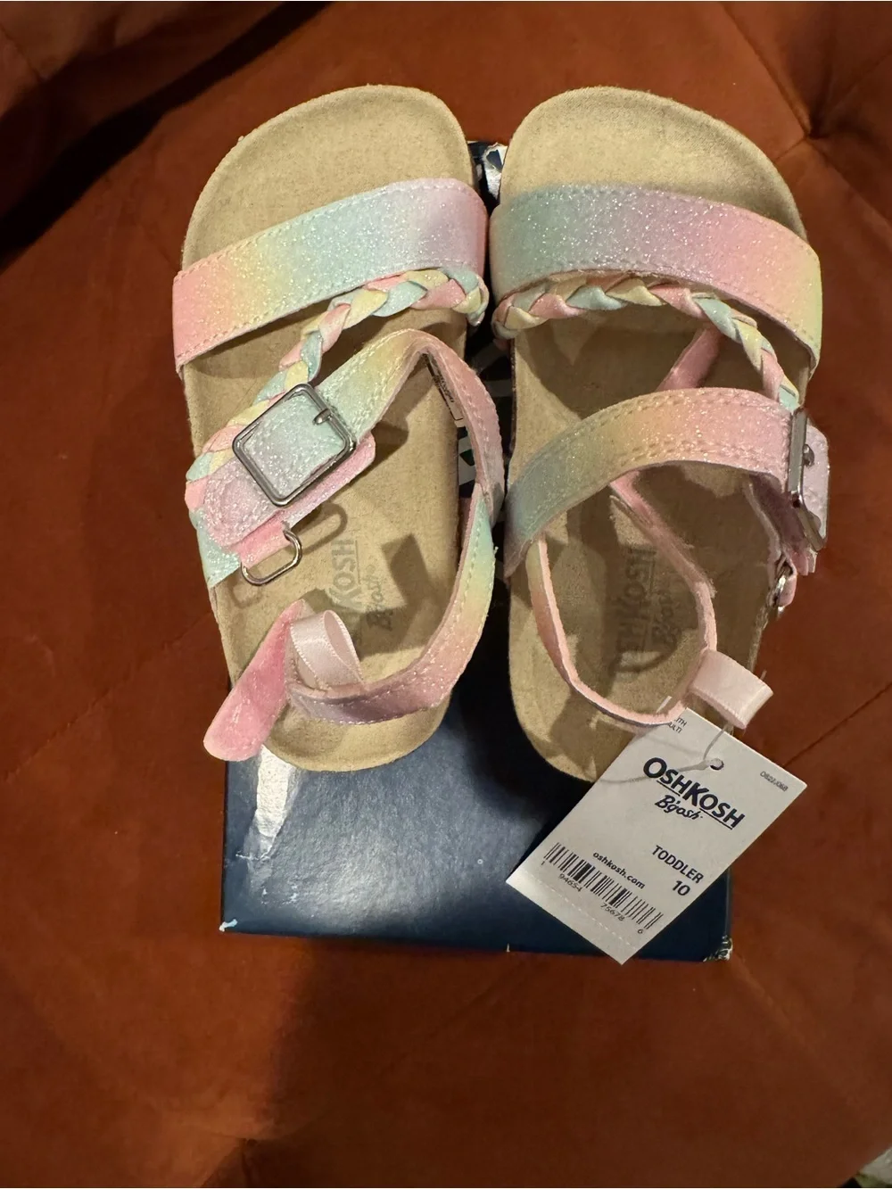OshKosh B'gosh Toddler Pastel Rainbow Glitter Sandals - Pink, Green, Yellow